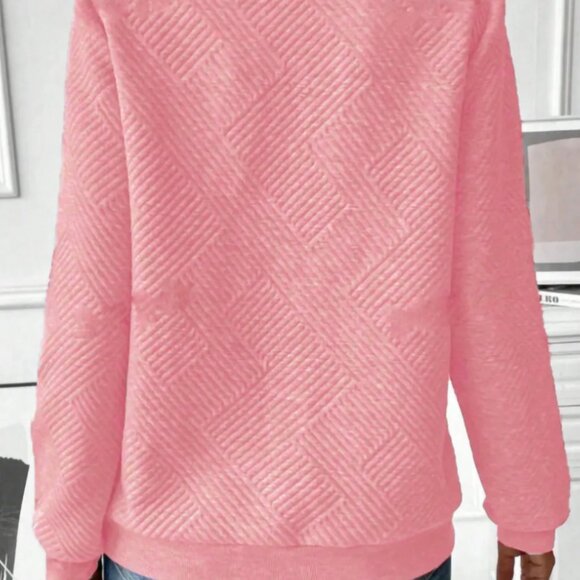 ✨NWT Boutique Quarter Zip Textured Long Sleeve Sweatshirt - Picture 14 of 15